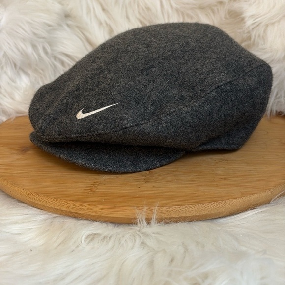Nike | Vintage unisex Gray Wool Blend Embroidered Swoosh Pageboy Snap Golf Cap L - Picture 4 of 15